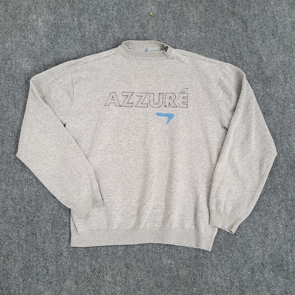 Vintage Azzure Sweatshirt Womens XXL Gray Pullover Crew Linen Blend Y2K Hip Hop